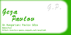 geza pavlov business card
